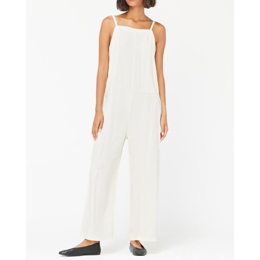 LACAUSA raw silk jumpsuit with pockets